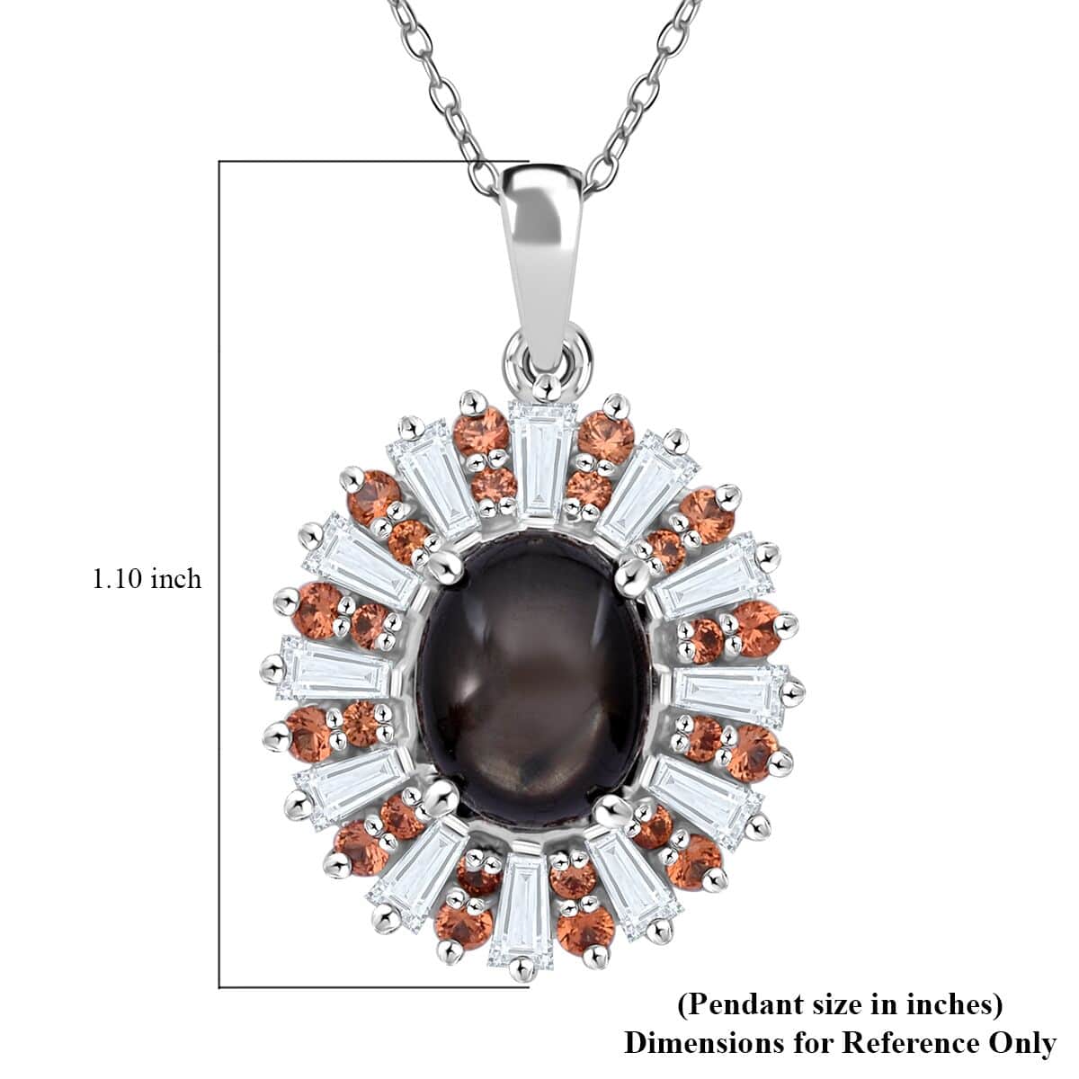 Doorbuster Bankacha Natural Black Star Sapphire and Multi Gemstone Star Ray 6.50 ctw Pendant Necklace in Rhodium Over Sterling Silver 20 Inches image number 5