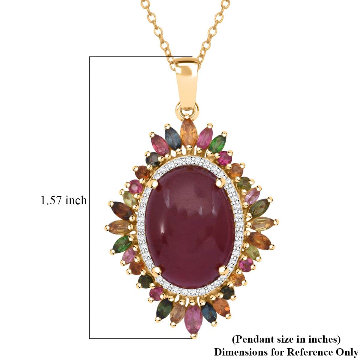 Doorbuster Niassa Ruby (FF) and Multi Gemstone 23.50 ctw Blossom Halo Pendant Necklace in Vermeil Yellow Gold Over Sterling Silver 20 Inches image number 5