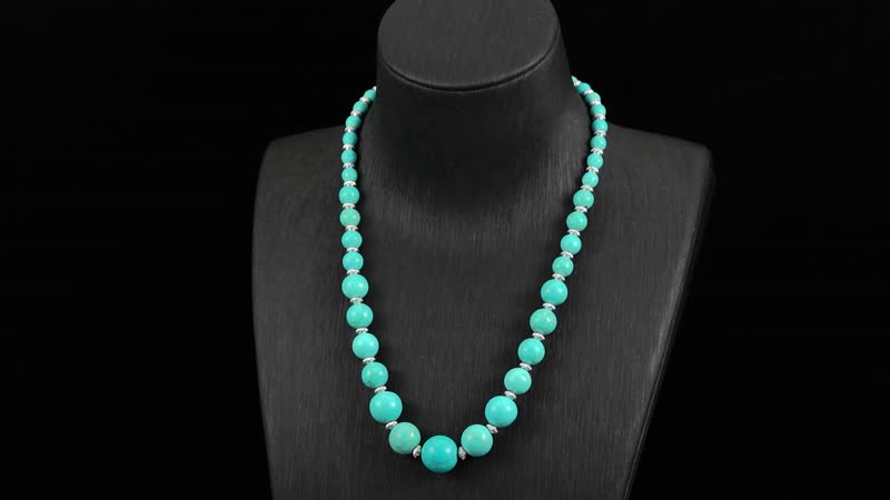 Blue Howlite Beaded Necklace (18-20 Inches) and Earrings in Stainless Steel 205.00 ctw