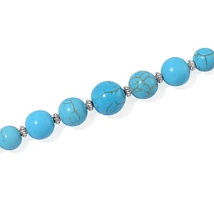 Constituted Blue Howlite 205.00 ctw Beaded Necklace 18-20 Inches and Earrings in Stainless Steel
