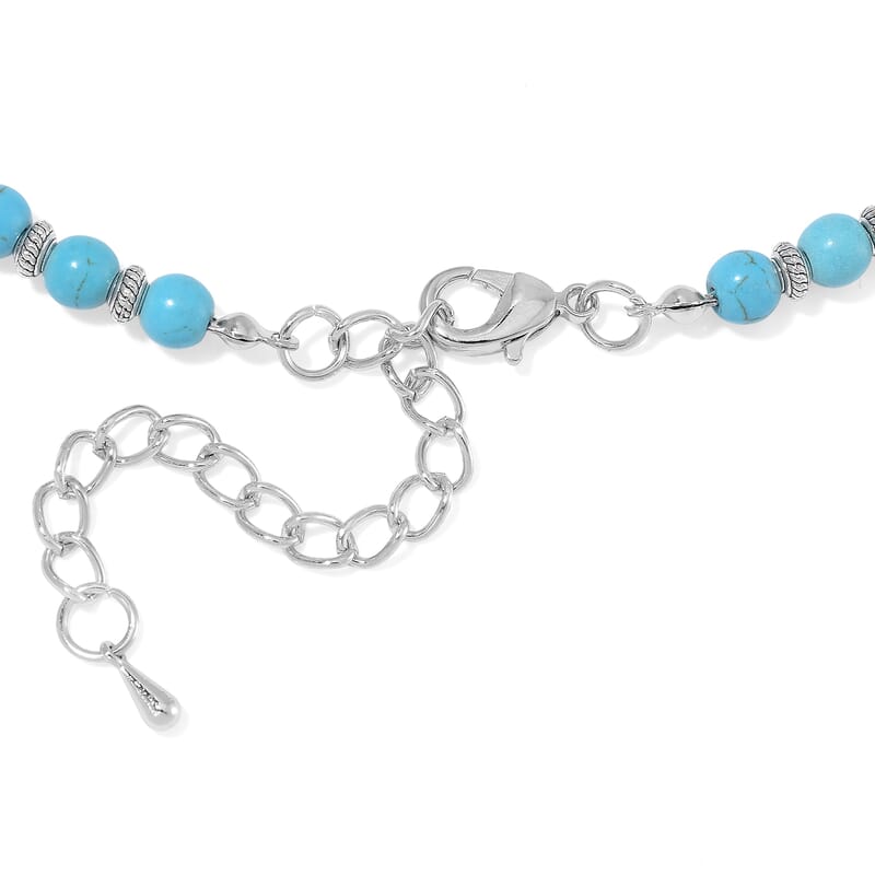 Constituted Blue Howlite 205.00 ctw Beaded Necklace 18-20 Inches and Earrings in Stainless Steel