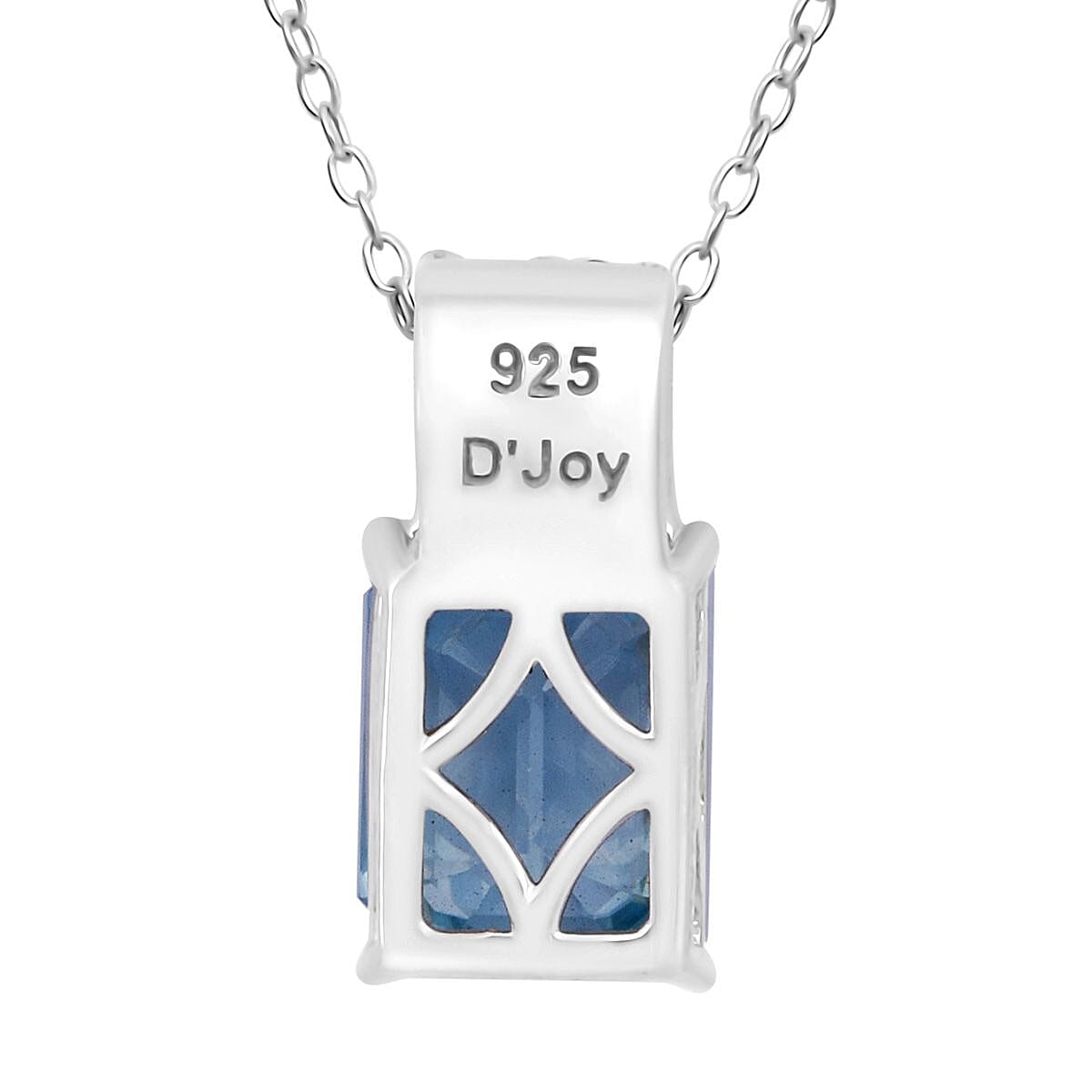 D'Joy Premium Blue Zircon and Multi Gemstone 3.60 ctw Prism Elegance Pendant Necklace 20 Inches in Rhodium Over Sterling Silver
