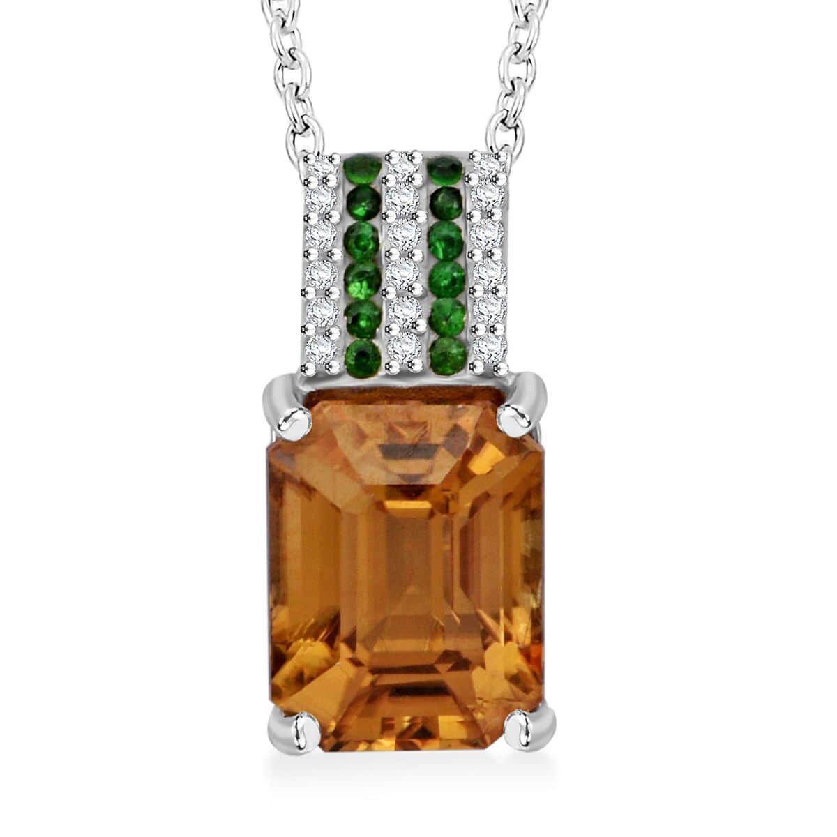 Premium Yellow Zircon and Multi Gemstone 4.30 ctw Prism Elegance Pendant Necklace 20 Inches in Rhodium Over Sterling Silver image number 0