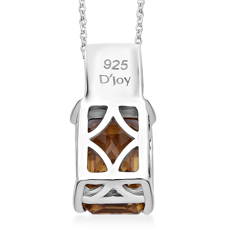D'Joy Premium Tanzania Yellow Zircon and Multi Gemstone 4.30 ctw Prism Elegance Pendant Necklace 20 Inches in Rhodium Over Sterling Silver
