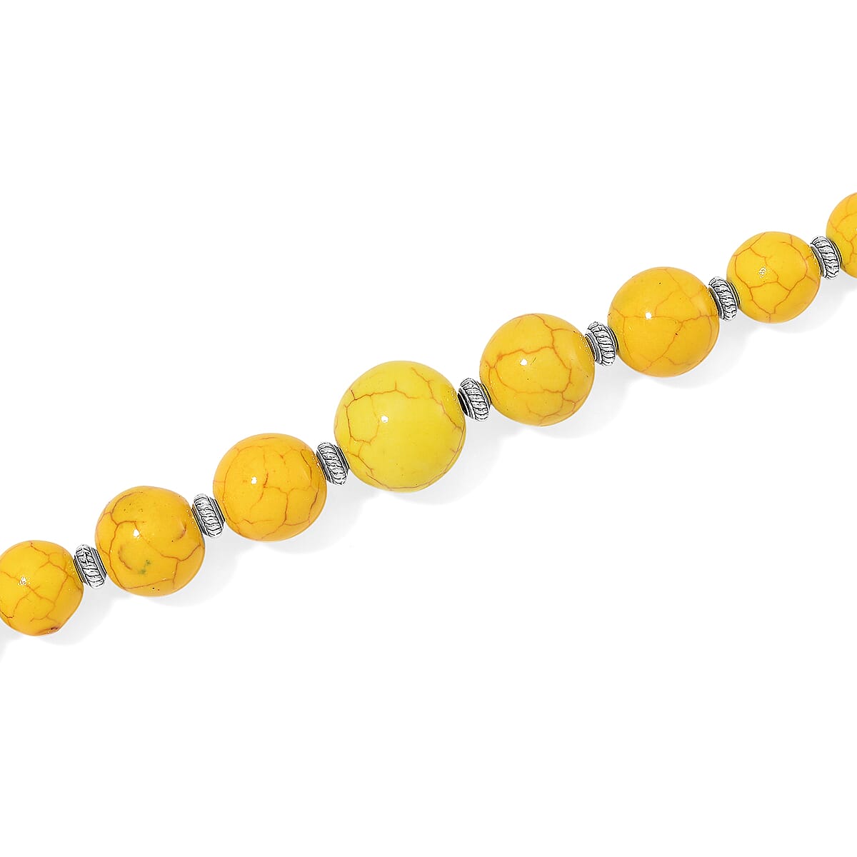 Constituted Yellow Howlite 205.00 ctw Beaded Necklace 18-20 Inches and Earrings in Stainless Steel image number 3