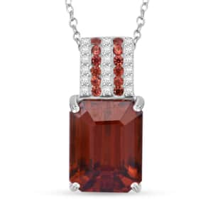 Premium Sunset Zircon and Multi Gemstone 4.60 ctw Prism Elegance Pendant Necklace 20 Inches in Rhodium Over Sterling Silver