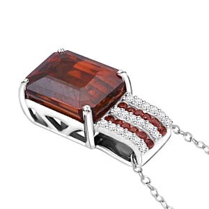 D'Joy Premium Sunset Zircon and Multi Gemstone 4.60 ctw Prism Elegance Pendant Necklace 20 Inches in Rhodium Over Sterling Silver