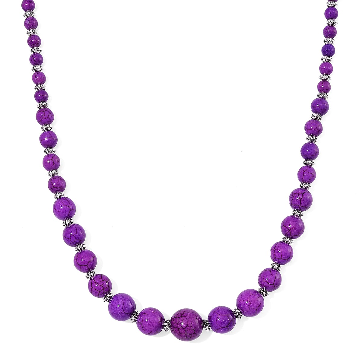 Constituted Purple Howlite 205.00 ctw Beaded Necklace 18-20 Inches and Earrings in Stainless Steel image number 2