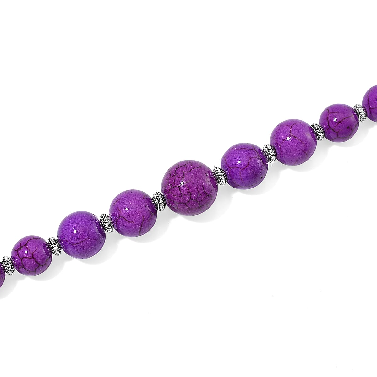 Constituted Purple Howlite 205.00 ctw Beaded Necklace 18-20 Inches and Earrings in Stainless Steel image number 3