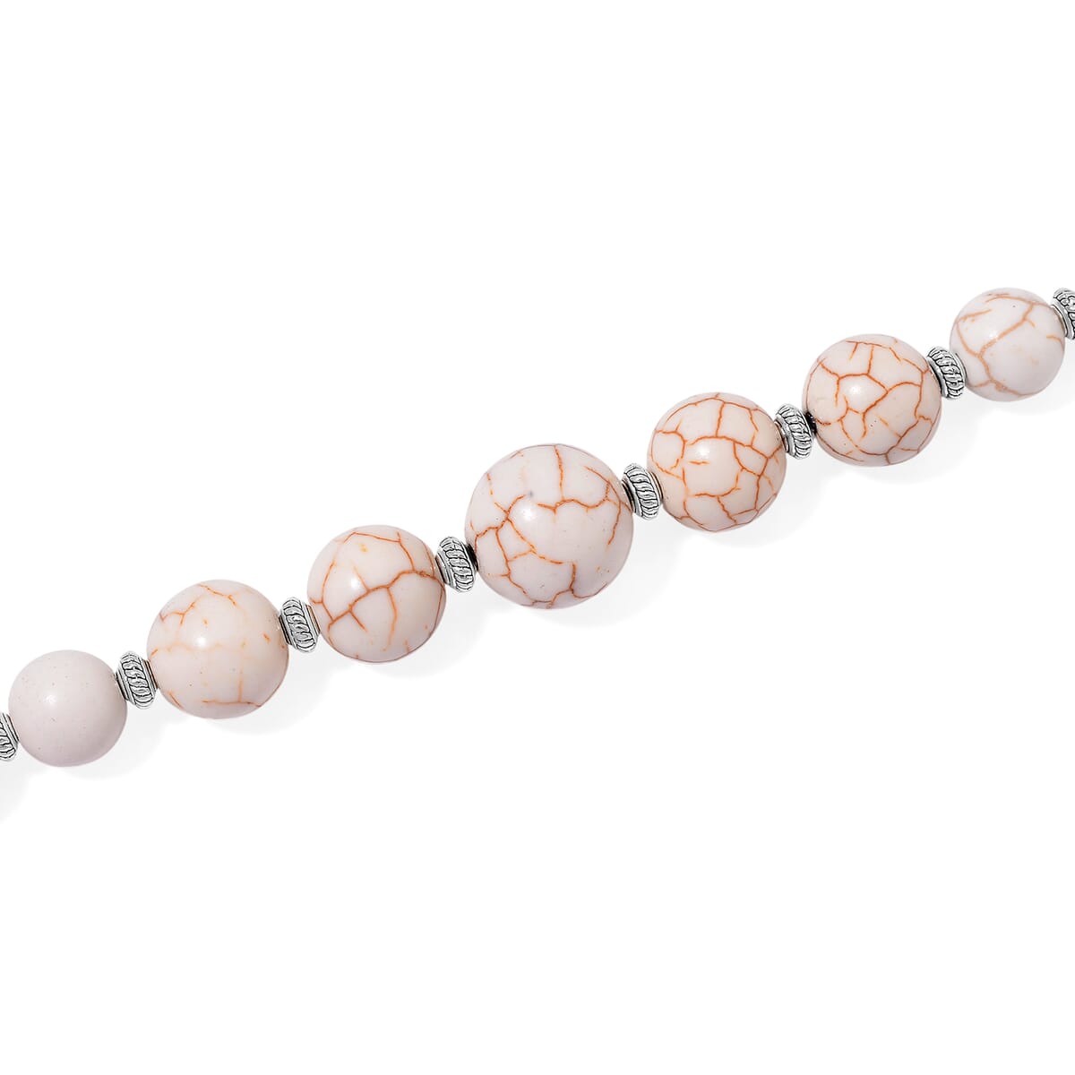 White Howlite 205.00 ctw Beaded Necklace 18-20 Inches and Earrings in Stainless Steel image number 3