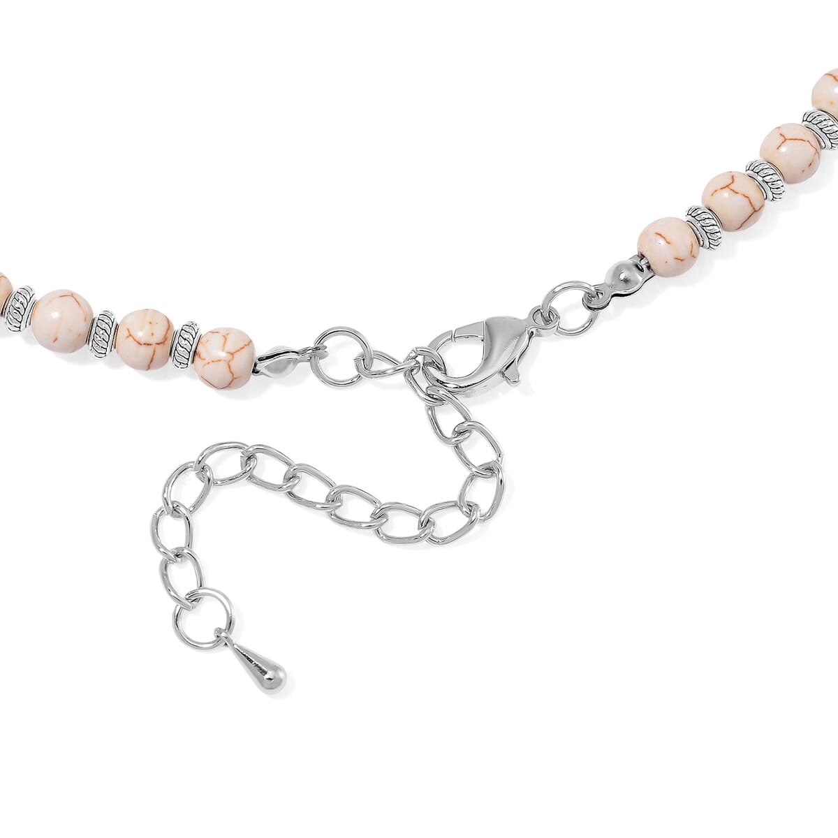 White Howlite 205.00 ctw Beaded Necklace 18-20 Inches and Earrings in Stainless Steel image number 4