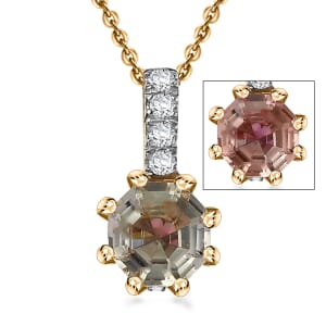 AAA Turkizite and Multi Gemstone 1.25 ctw Royal Crown Pendant Necklace in 18K Vermeil Yellow Gold Over Sterling Silver 20 Inches