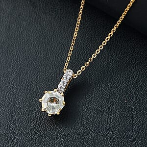 AAA Turkizite and Multi Gemstone 1.25 ctw Royal Crown Pendant Necklace in 18K Vermeil Yellow Gold Over Sterling Silver 20 Inches