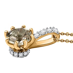 AAA Turkizite and Multi Gemstone 1.25 ctw Royal Crown Pendant Necklace in 18K Vermeil Yellow Gold Over Sterling Silver 20 Inches