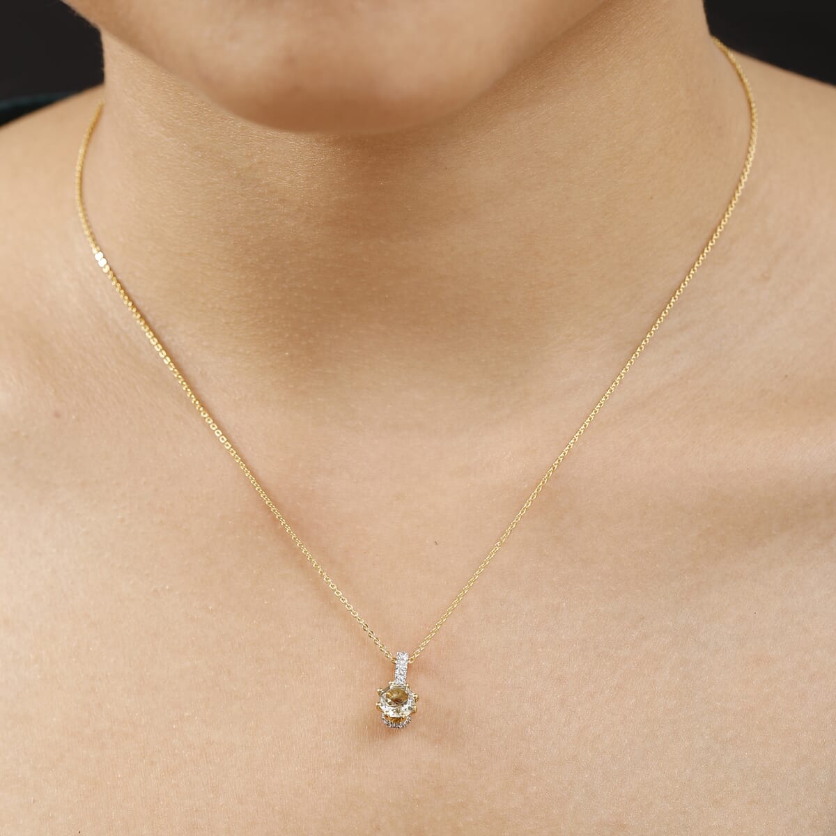 AAA Turkizite and Multi Gemstone 1.20 ctw Royal Crown Pendant Necklace in 18K Vermeil Yellow Gold Over Sterling Silver 20 Inches image number 2