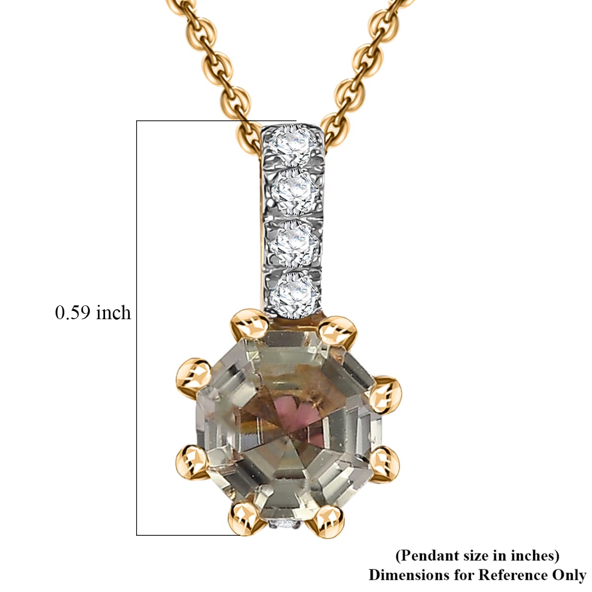 AAA Turkizite and Multi Gemstone 1.20 ctw Royal Crown Pendant Necklace in 18K Vermeil Yellow Gold Over Sterling Silver 20 Inches image number 5