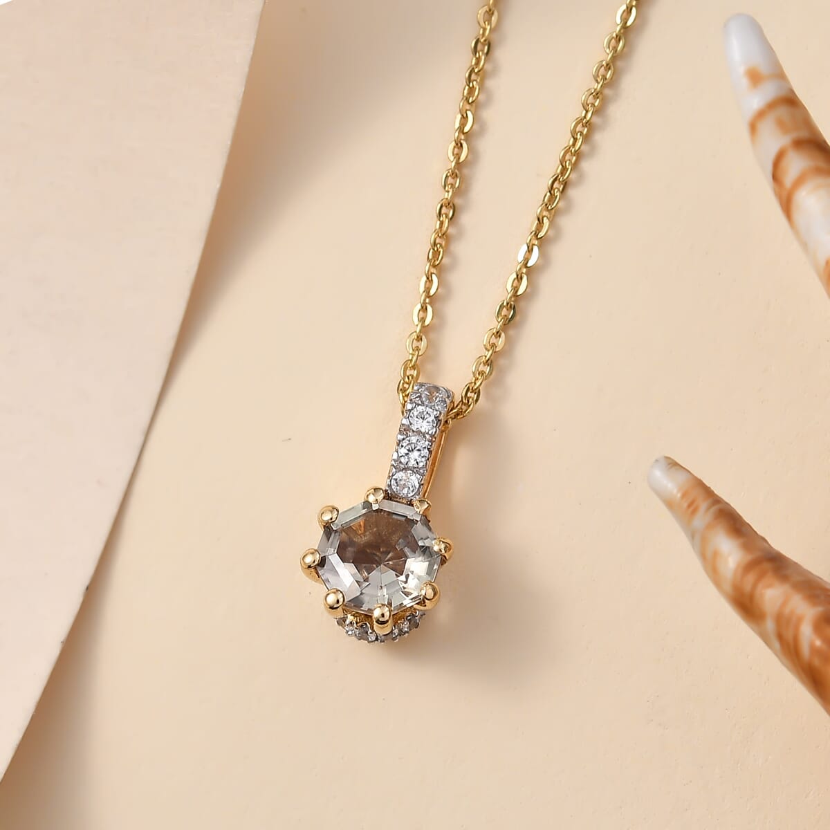 AAA Turkizite and Multi Gemstone 1.25 ctw Royal Crown Pendant Necklace in 18K Vermeil Yellow Gold Over Sterling Silver 20 Inches image number 1