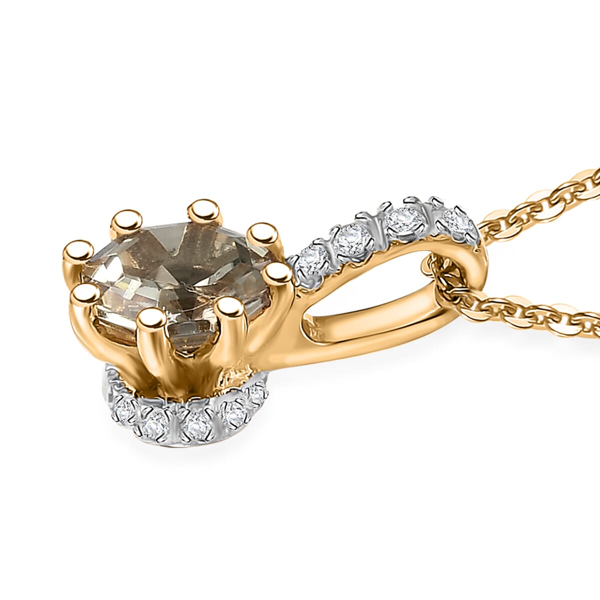 AAA Turkizite and Multi Gemstone 1.25 ctw Royal Crown Pendant Necklace in 18K Vermeil Yellow Gold Over Sterling Silver 20 Inches image number 3