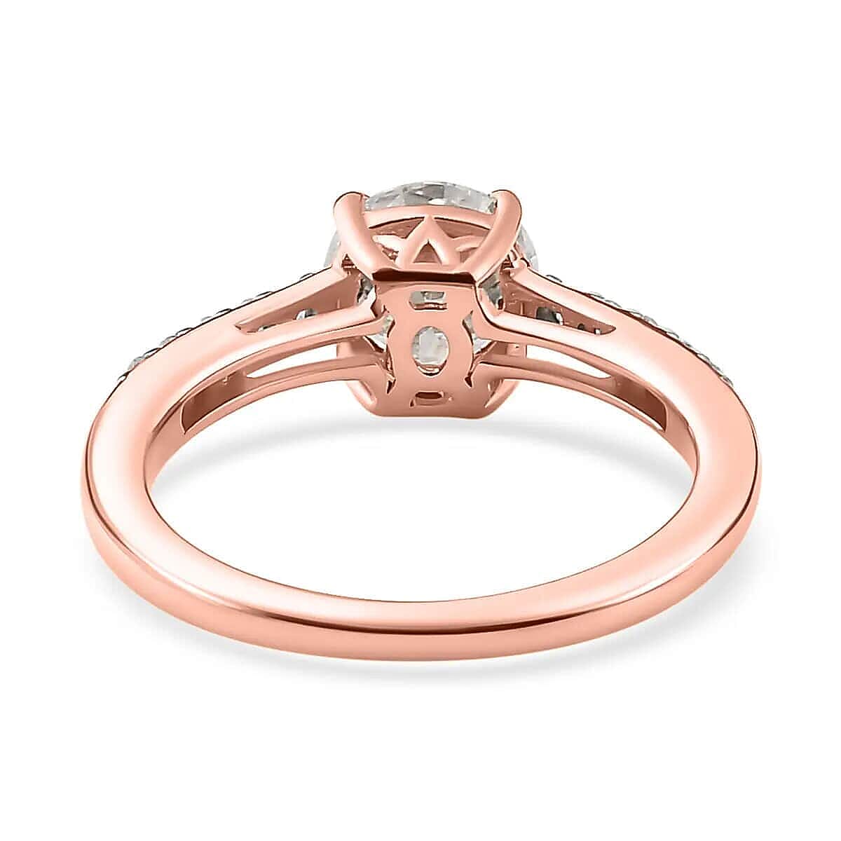 Moissanite 2.00 ctw Stud Earrings and Ring (Size 5.0) in Vermeil Rose Gold Over Sterling Silver