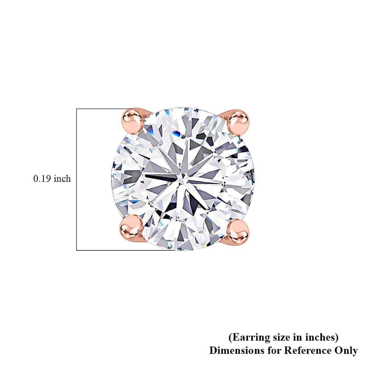 Moissanite 2.00 ctw Stud Earrings and Ring (Size 5.0) in Vermeil Rose Gold Over Sterling Silver