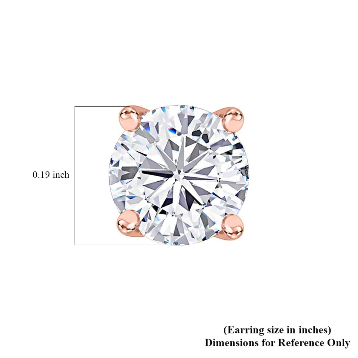 Moissanite 2.00 ctw Stud Earrings and Ring (Size 5.0) in Vermeil Rose Gold Over Sterling Silver image number 5