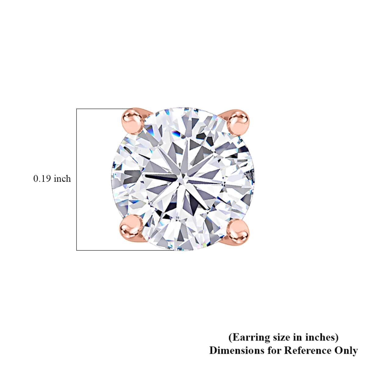 Moissanite 2.00 ctw Stud Earrings and Ring (Size 5.0) in Vermeil Rose Gold Over Sterling Silver image number 8