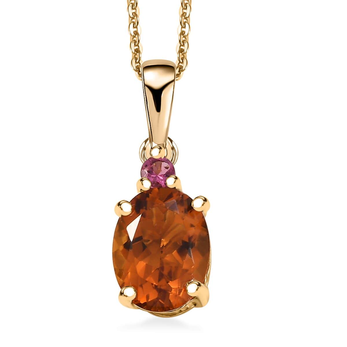 Santa Ana Madeira Citrine and Ouro Fino Rubellite 1.80 ctw Pendant Necklace in 18K Vermeil Yellow Gold Over Sterling Silver image number 0