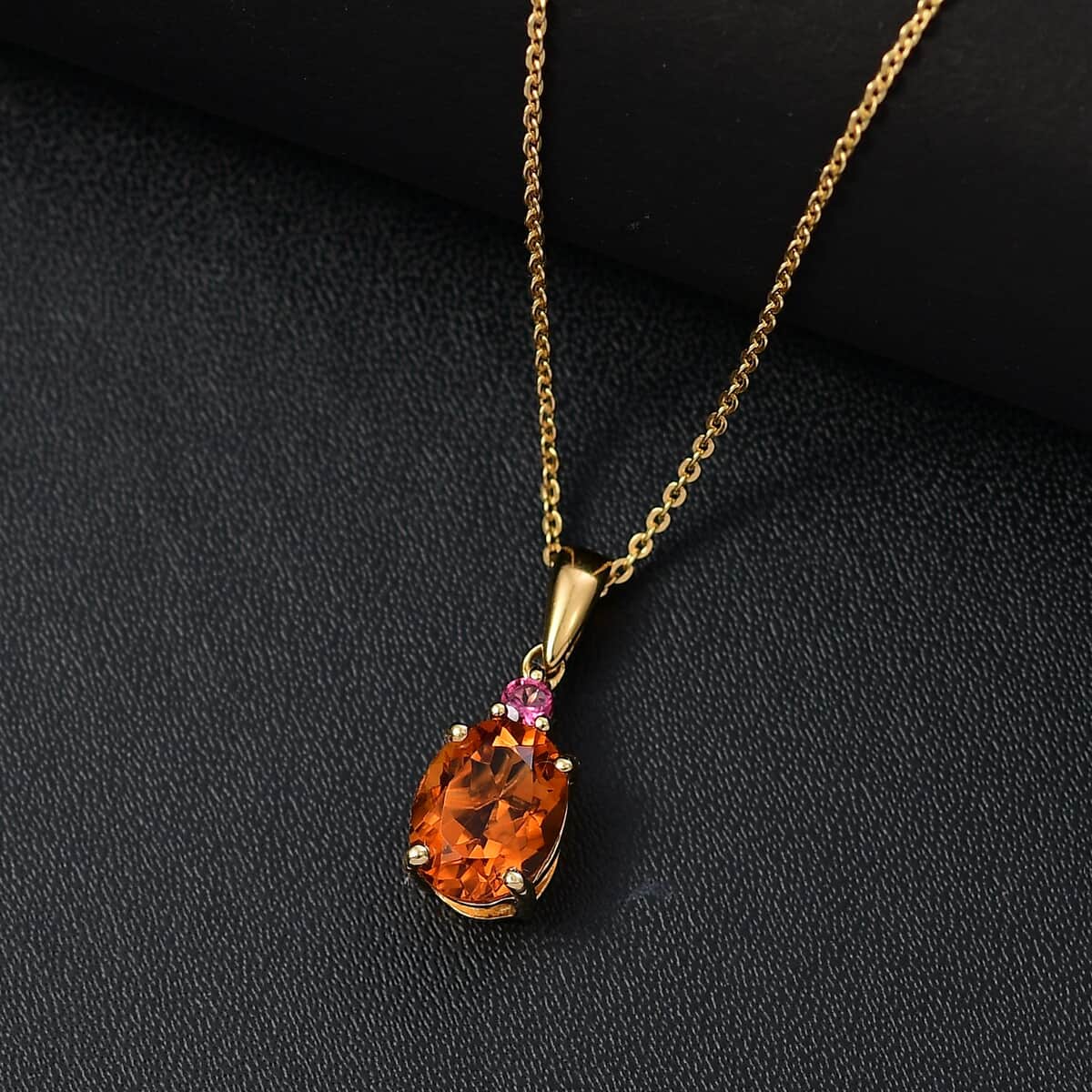 Santa Ana Madeira Citrine and Ouro Fino Rubellite 1.80 ctw Pendant Necklace in 18K Vermeil Yellow Gold Over Sterling Silver image number 1