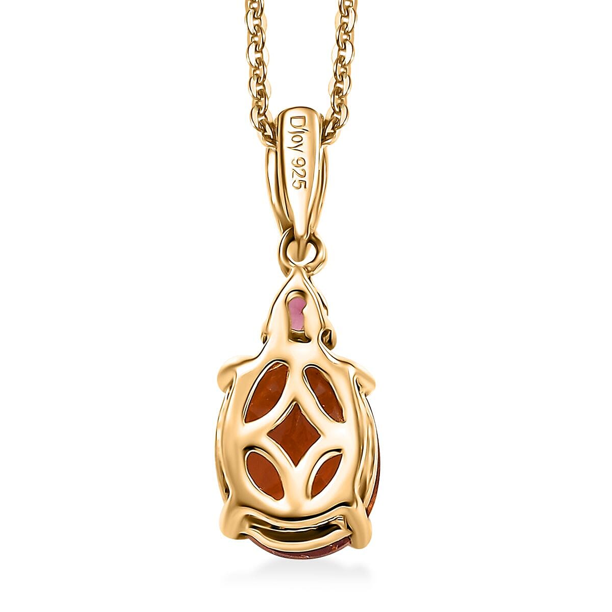 Santa Ana Madeira Citrine and Ouro Fino Rubellite 1.80 ctw Pendant Necklace in 18K Vermeil Yellow Gold Over Sterling Silver