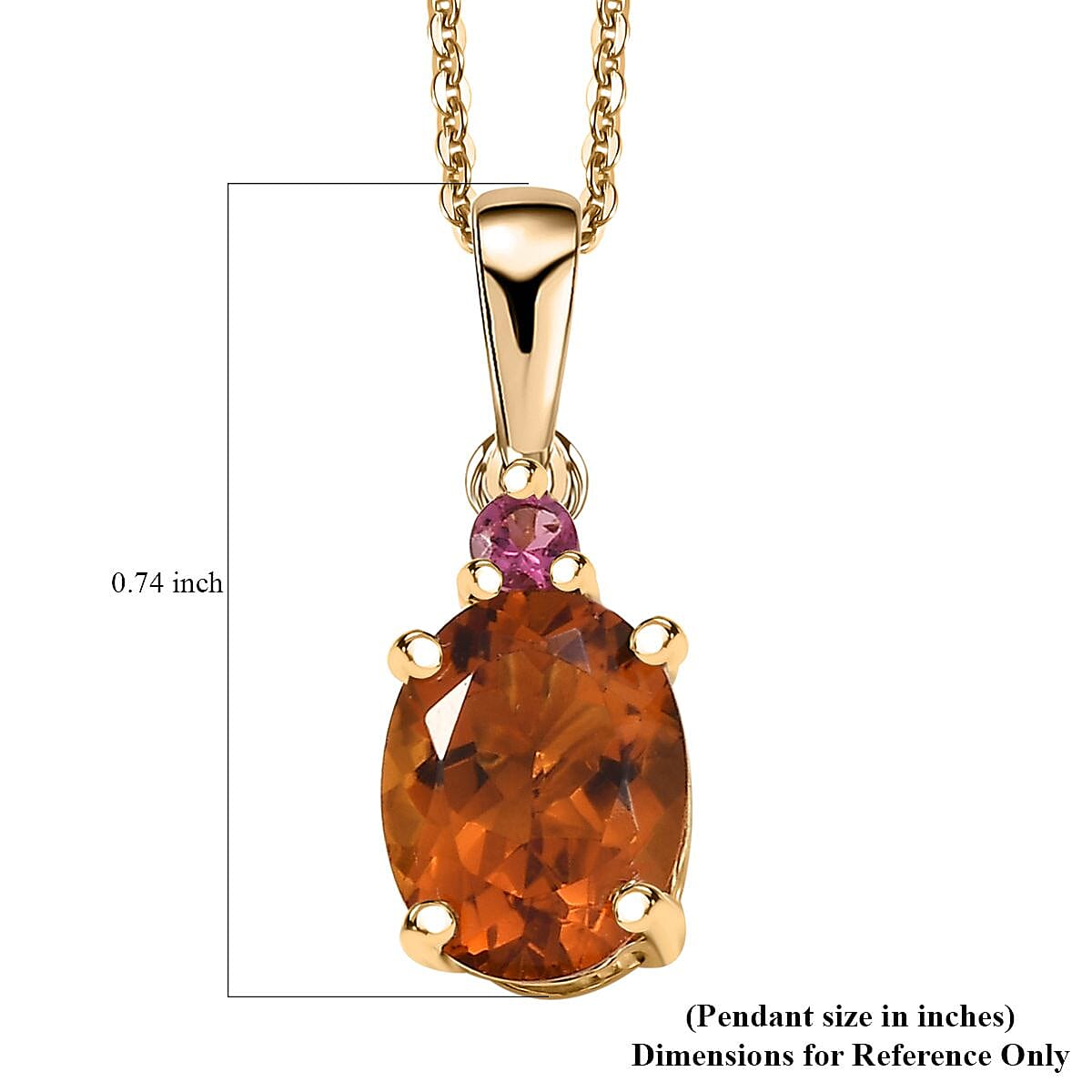 Santa Ana Madeira Citrine and Ouro Fino Rubellite 1.80 ctw Pendant Necklace in 18K Vermeil Yellow Gold Over Sterling Silver
