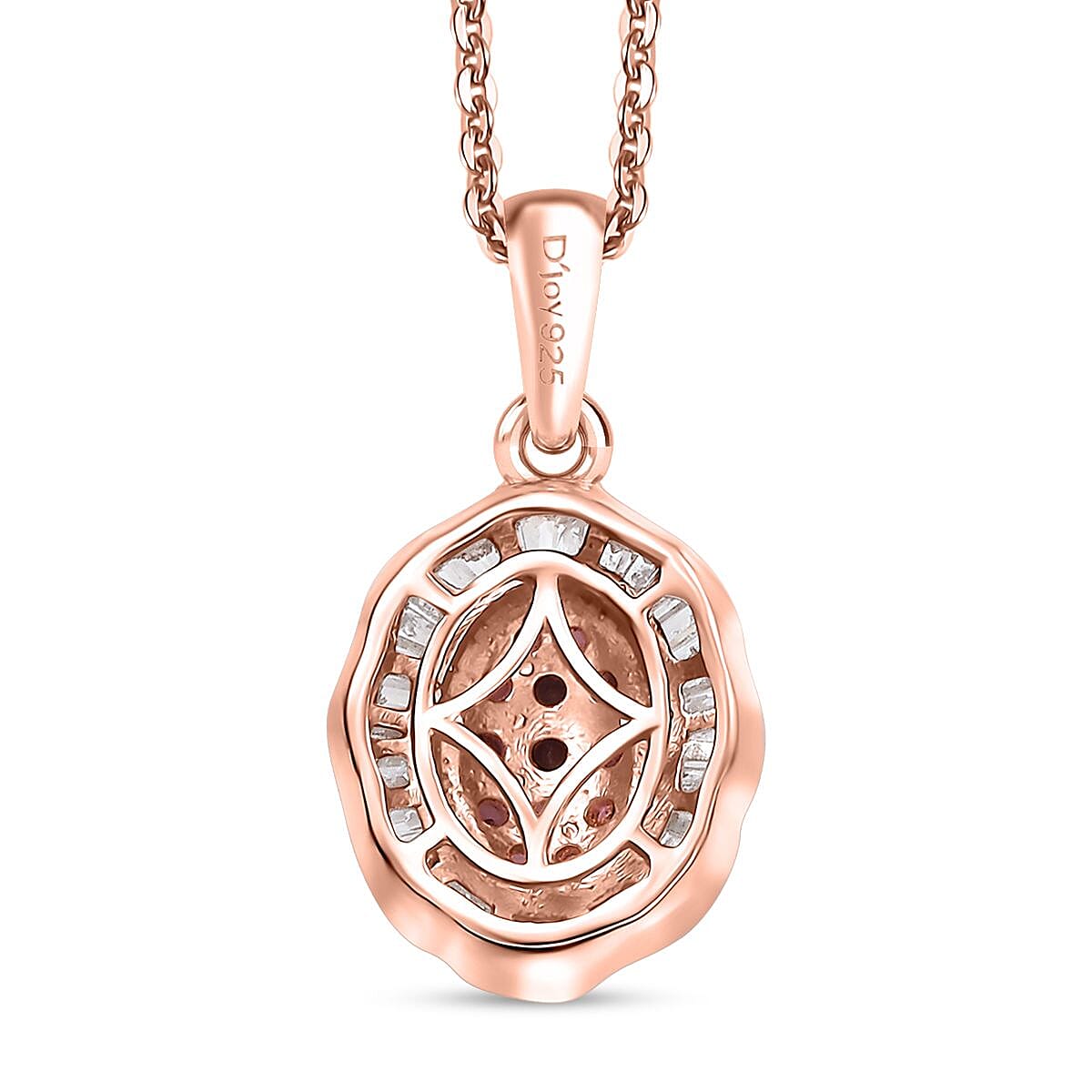 D'Joy Mahenge Spinel and Diamond 0.70 ctw Blossom Halo Pendant Necklace 20 Inches in 18K Vermeil Rose Gold Over Sterling Silver
