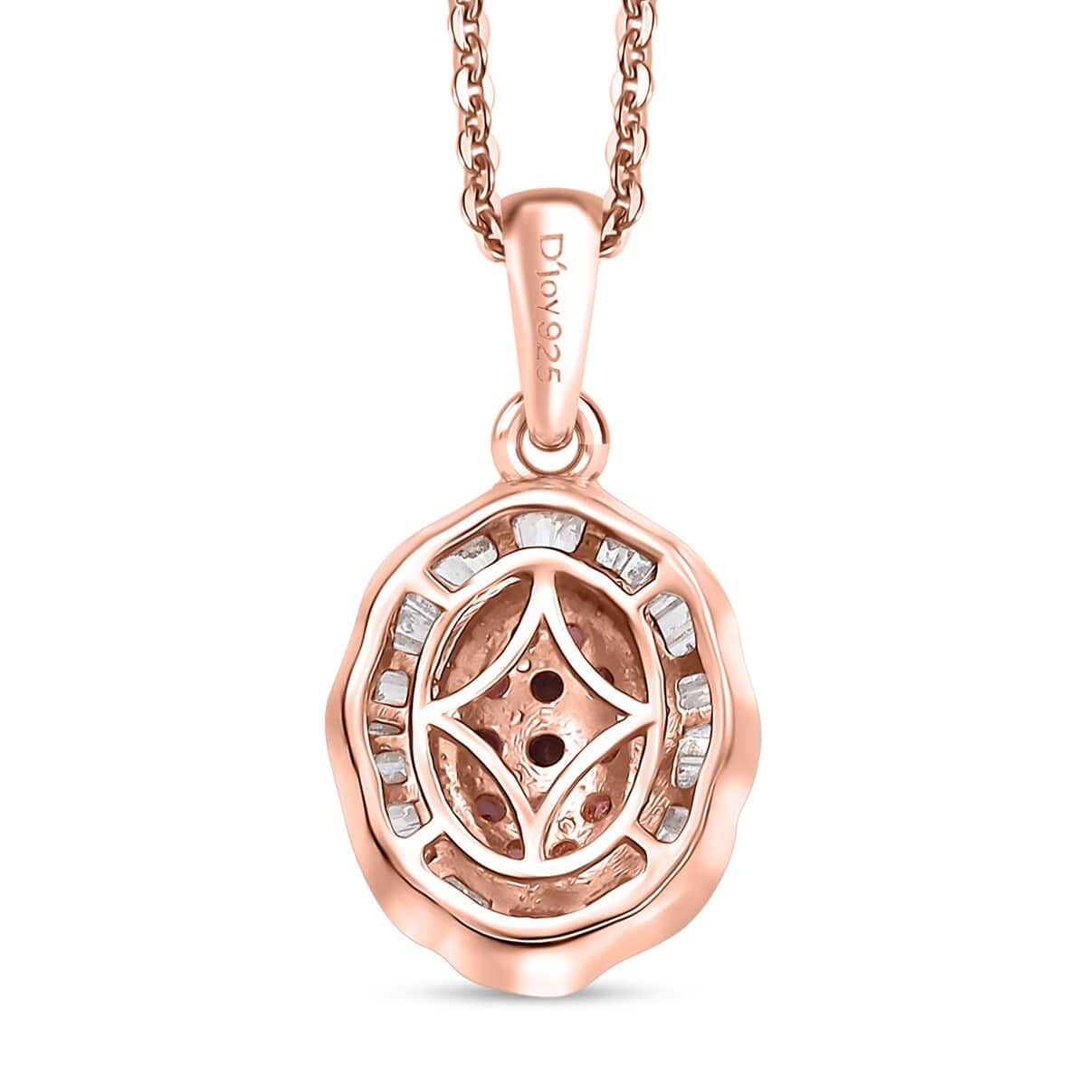 Mahenge Spinel and Diamond 0.70 ctw Blossom Halo Pendant Necklace 20 Inches in 18K Vermeil Rose Gold Over Sterling Silver (Del. in 10-12 Days) image number 4