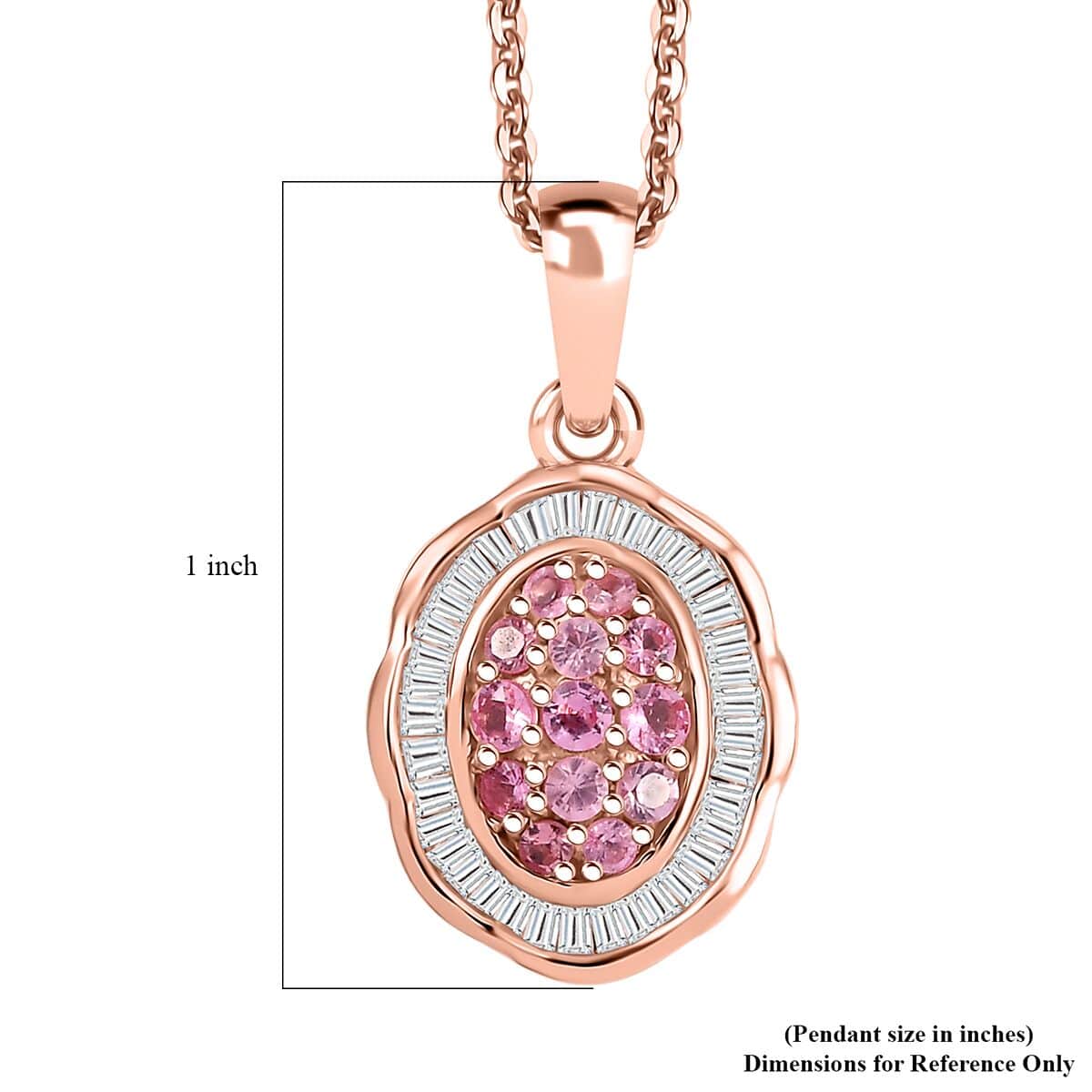 Mahenge Spinel and Diamond 0.70 ctw Blossom Halo Pendant Necklace 20 Inches in 18K Vermeil Rose Gold Over Sterling Silver (Del. in 10-12 Days) image number 6