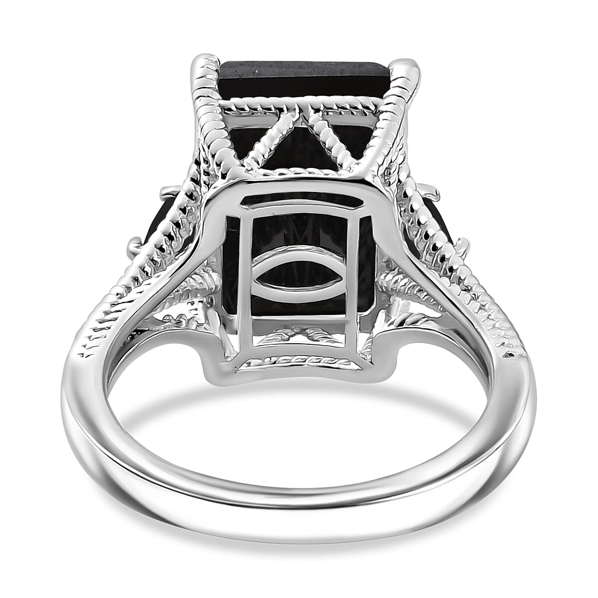 Karis Thai Black Spinel 22.10 ctw Earrings, Ring (Size 8.0) and Pendant in Platinum Bond with Stainless Steel Necklace 20 Inches image number 5