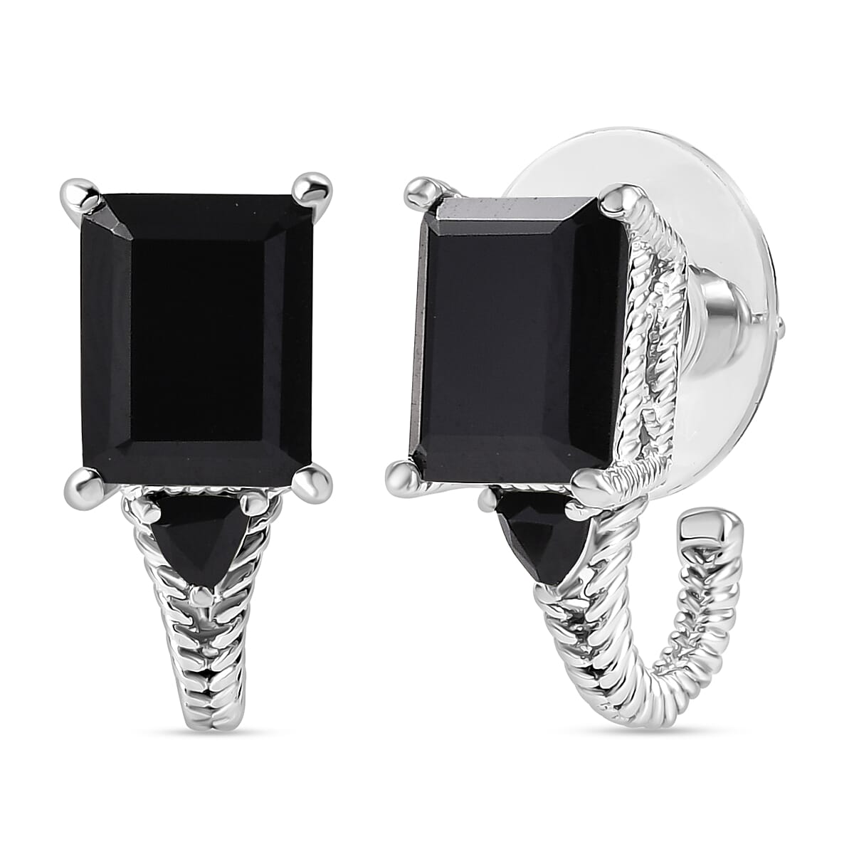 Karis Thai Black Spinel 22.10 ctw Earrings, Ring (Size 8.0) and Pendant in Platinum Bond with Stainless Steel Necklace 20 Inches image number 8