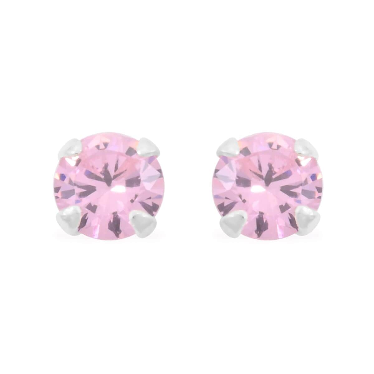 Set of 3, Simulated Pink, Blue and Green Diamond 4.80 ctw Stud Earrings in Sterling Silver image number 4