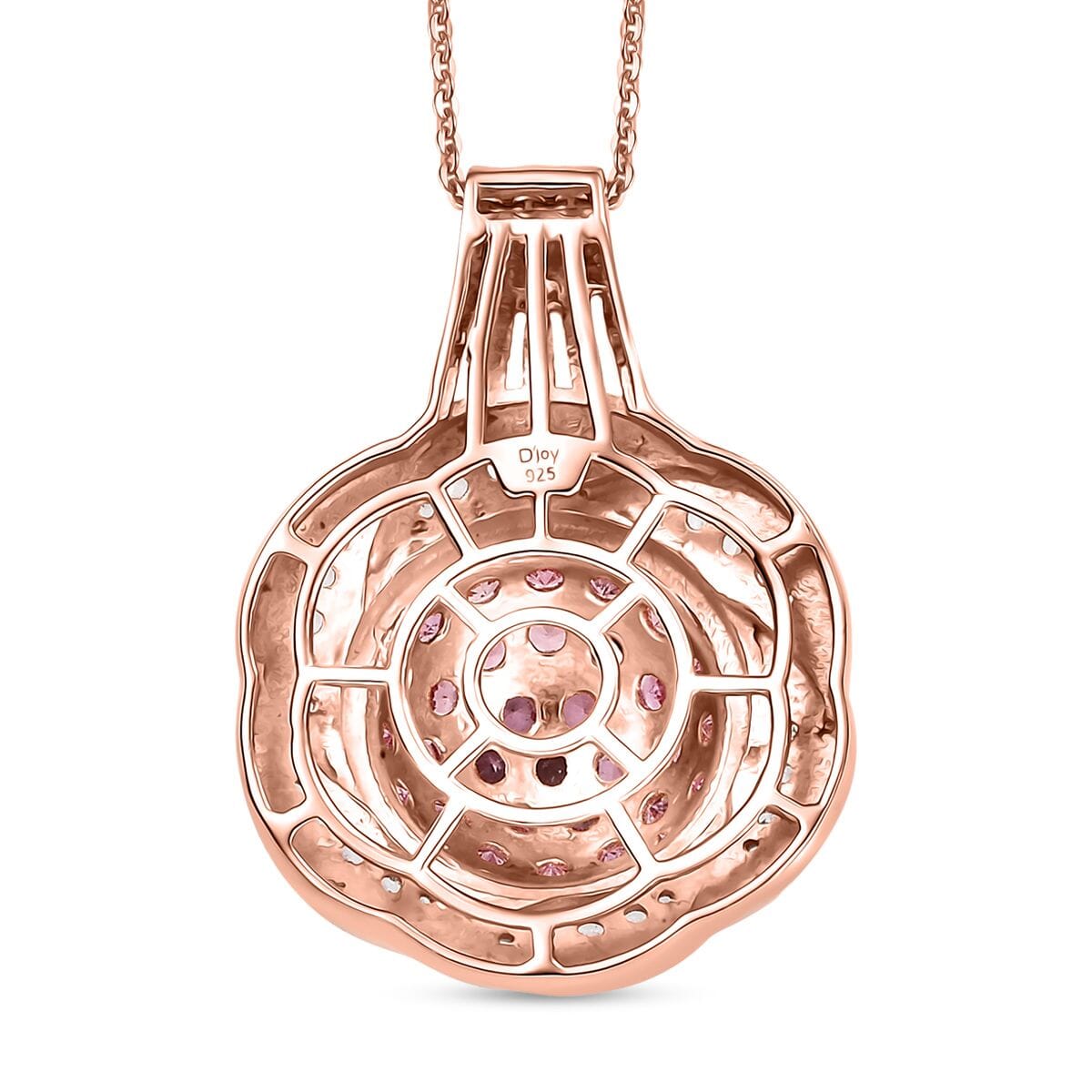 Madagascar Pink Sapphire and White Zircon 3.60 ctw Radiant Galaxy Pendant Necklace in 18K Vermeil Rose Gold Over Sterling Silver 20 Inches image number 4