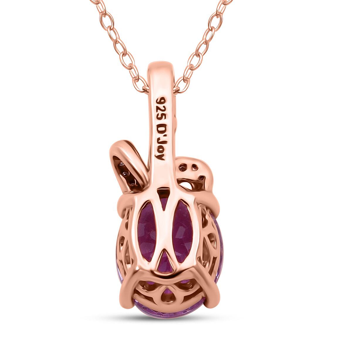 Patroke Kunzite and Moissanite 3.60 ctw Love Knot Pendant Necklace in Vermeil Rose Gold Over Sterling Silver 20 Inches