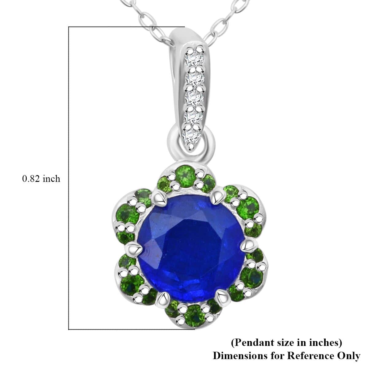 Tanzanian Blue Spinel (DF) and Multi Gemstone 2.15 ctw Ocean Garden Pendant Necklace in Rhodium Over Sterling Silver 20 Inches image number 5