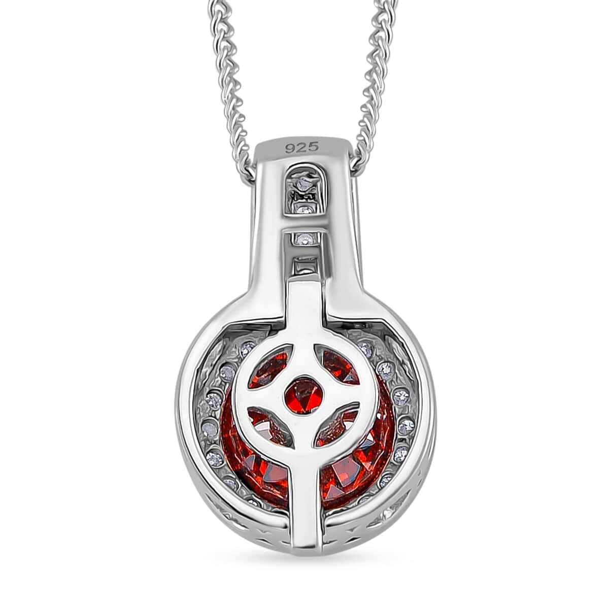 Red and White Moissanite 2.65 ctw Interchangeable Halo Pendant Necklace in Rhodium Over Sterling Silver 20 Inches image number 3