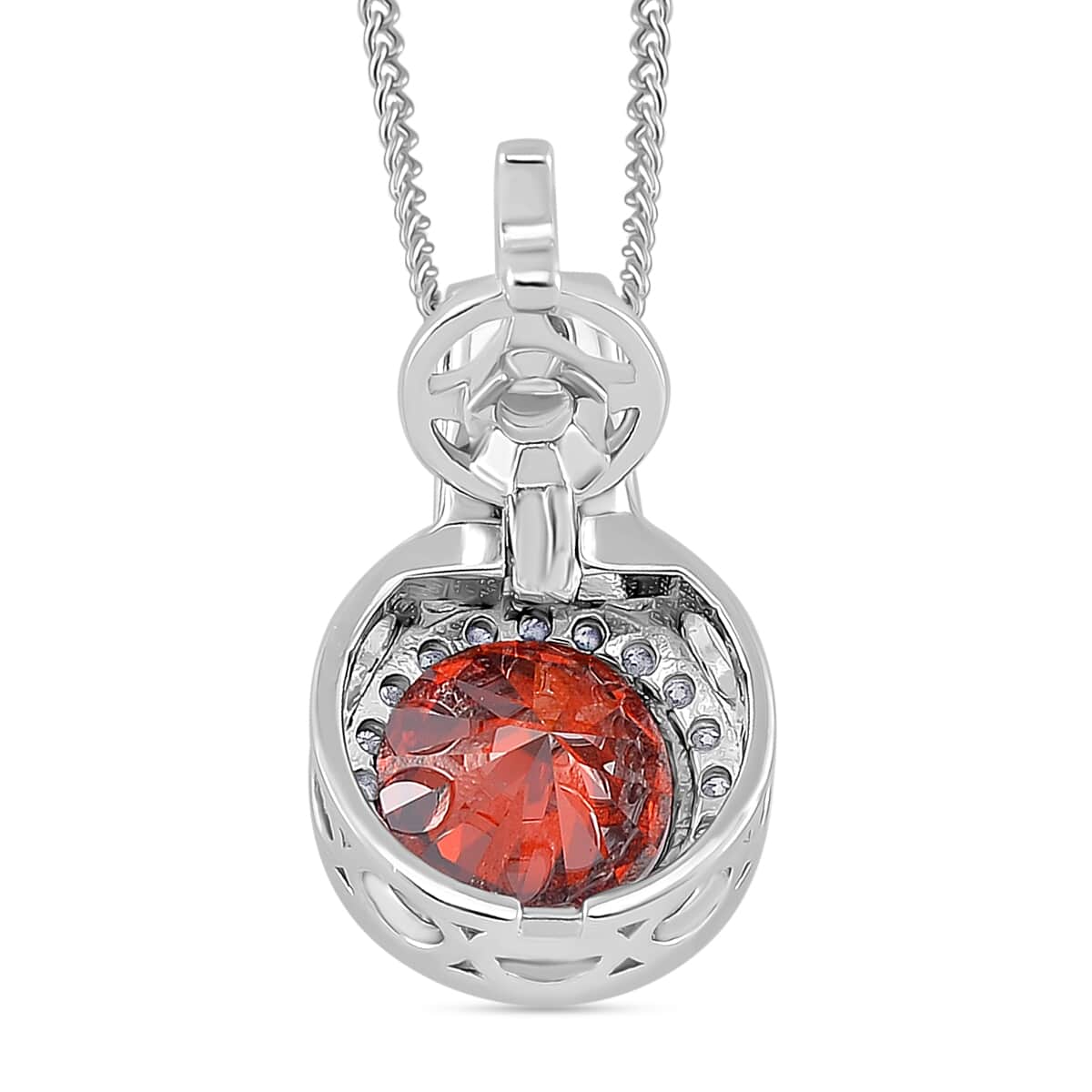 Red and White Moissanite 2.65 ctw Interchangeable Halo Pendant Necklace in Rhodium Over Sterling Silver 20 Inches image number 4