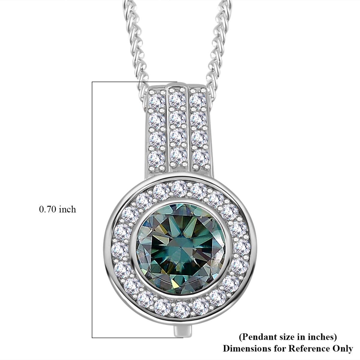 Blue and White Moissanite 2.65 ctw Interchangeable Halo Pendant Necklace in Rhodium Over Sterling Silver 20 Inches image number 6