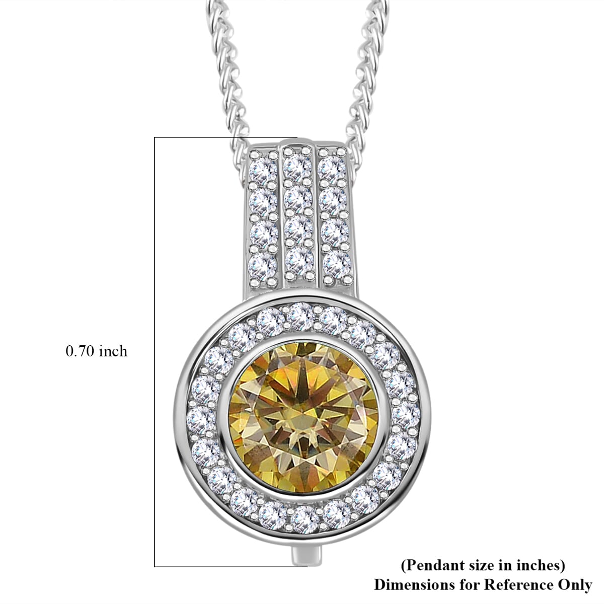 Yellow and White Moissanite 2.60 ctw Interchangeable Halo Pendant Necklace in Rhodium Over Sterling Silver 20 Inches image number 6