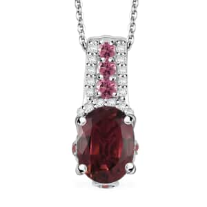 Premium Ouro Fino Rubellite and White Zircon 1.40 ctw Eternal Glow Pendant Necklace in Rhodium Over Sterling Silver 20 Inches