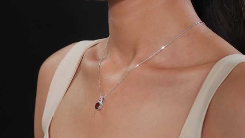 Premium Ouro Fino Rubellite and White Zircon 1.40 ctw Eternal Glow Pendant Necklace in Rhodium Over Sterling Silver 20 Inches