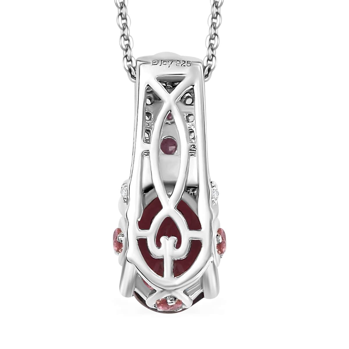 Premium Ouro Fino Rubellite and White Zircon 1.40 ctw Eternal Glow Pendant Necklace in Rhodium Over Sterling Silver 20 Inches image number 4