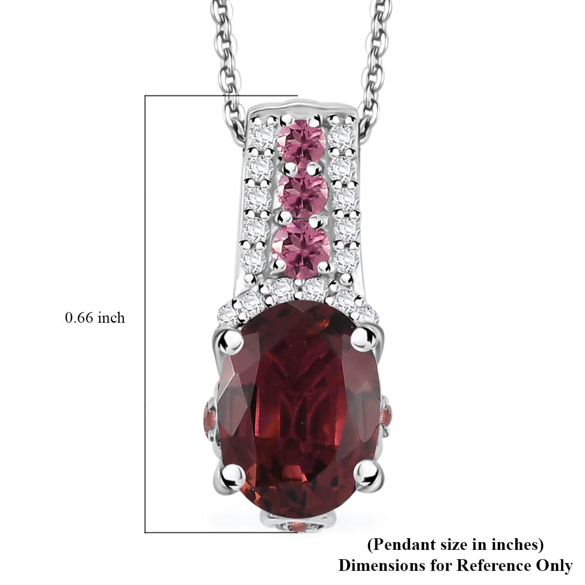 Premium Ouro Fino Rubellite and White Zircon 1.40 ctw Eternal Glow Pendant Necklace in Rhodium Over Sterling Silver 20 Inches image number 6