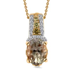 AAA Turkizite and Multi Gemstone 1.70 ctw Eternal Glow Pendant Necklace in 18K Vermeil Yellow Gold Over Sterling Silver 20 Inches