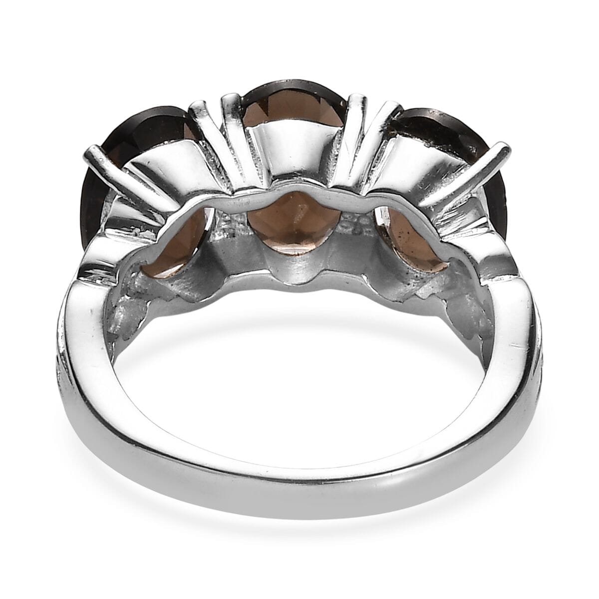Brazilian Smoky Quartz 9.60 ctw Trilogy Ring (Size 5.0) and Pendant Necklace 20 Inches in Stainless Steel image number 5