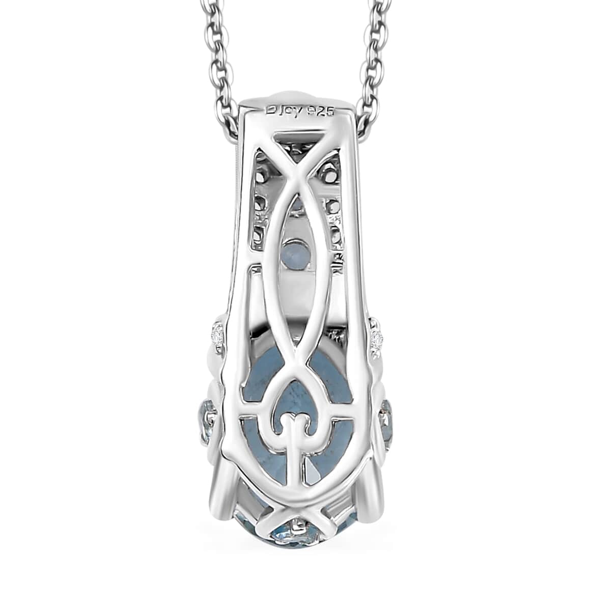 Premium Santa Maria Aquamarine and White Zircon 1.50 ctw Eternal Glow Pendant Necklace in Rhodium Over Sterling Silver 20 Inches image number 4